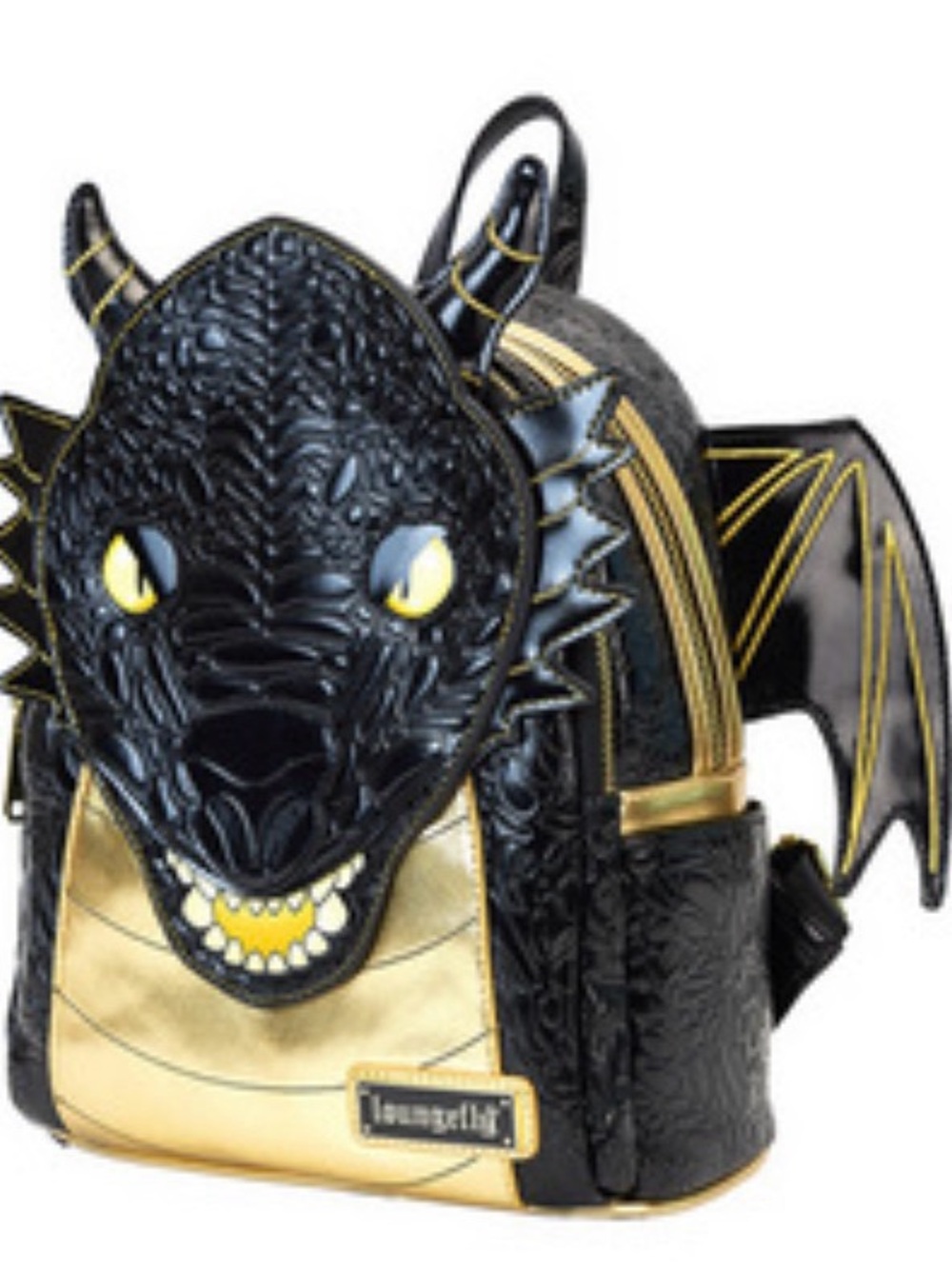 Loungefly Black and Gold Dragon Mini Backpack